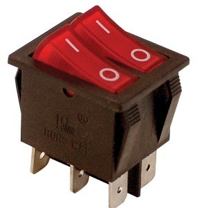 Tracon TES-43 világítós kapcs.2x1p piros 1701